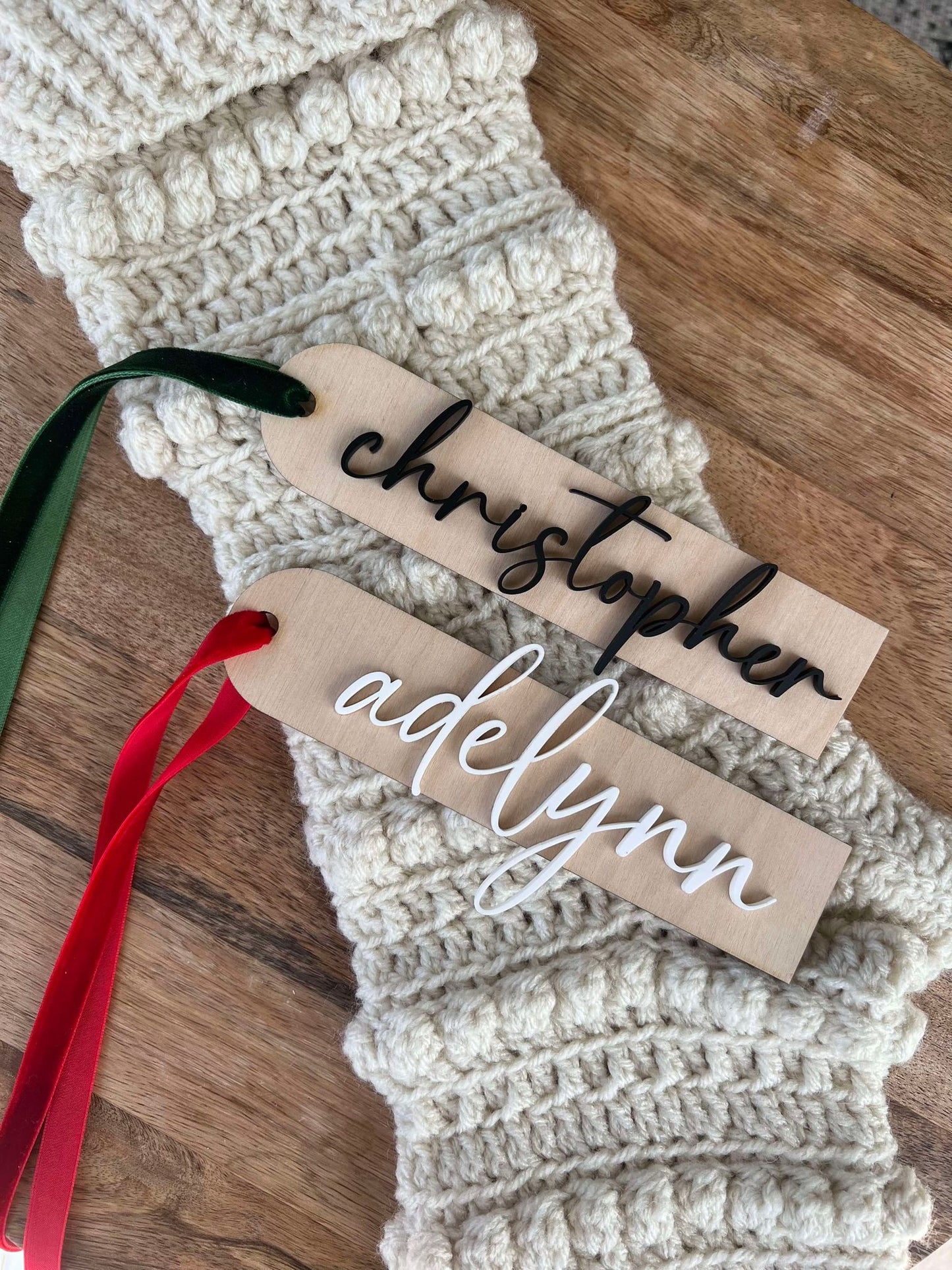 Layered Christmas Stocking Name Tag