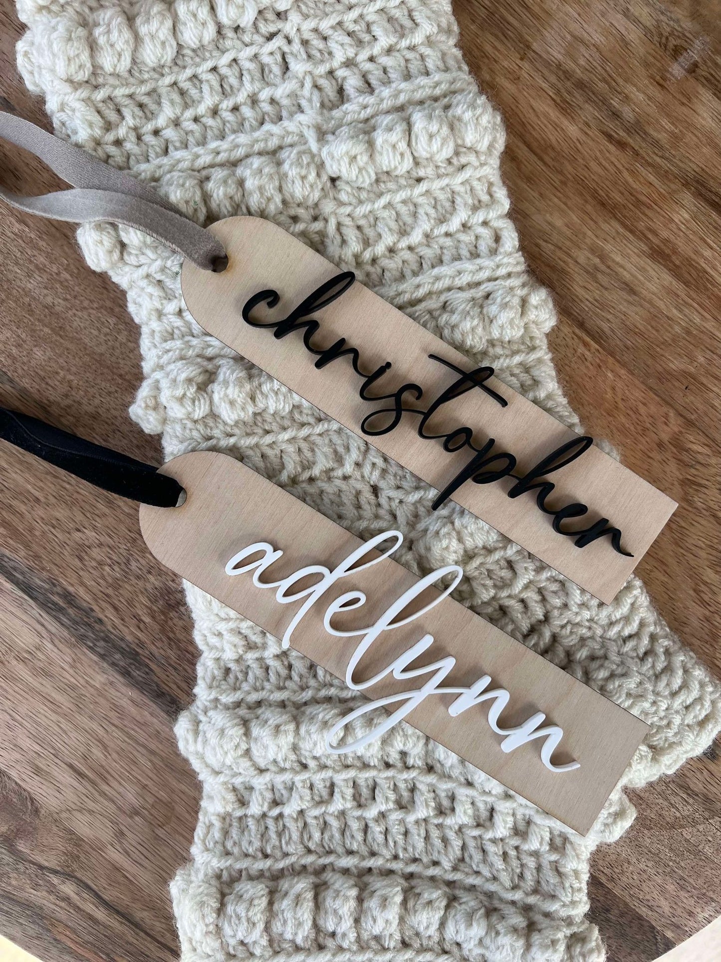 Layered Christmas Stocking Name Tag