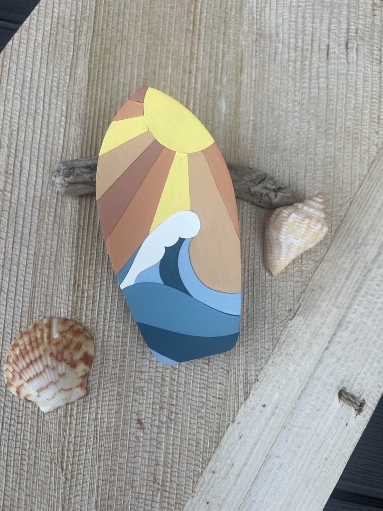 Wave and Sun Surfboard Magnet