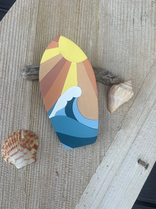 Wave and Sun Surfboard Magnet