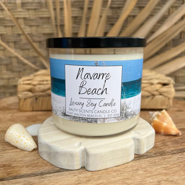 Navarre Beach 3 Wick 17oz Candle With Sand Dollar Base