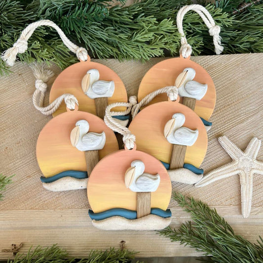 Sunset Pelican Ornament