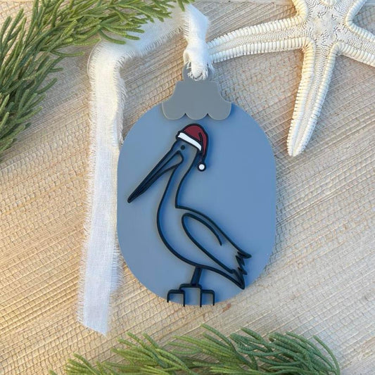 Pelican Santa Hat Ornament