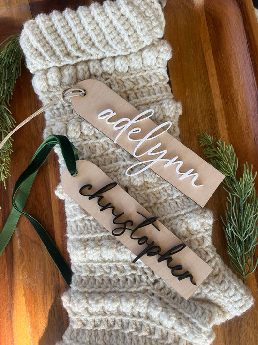 Layered Christmas Stocking Name Tag