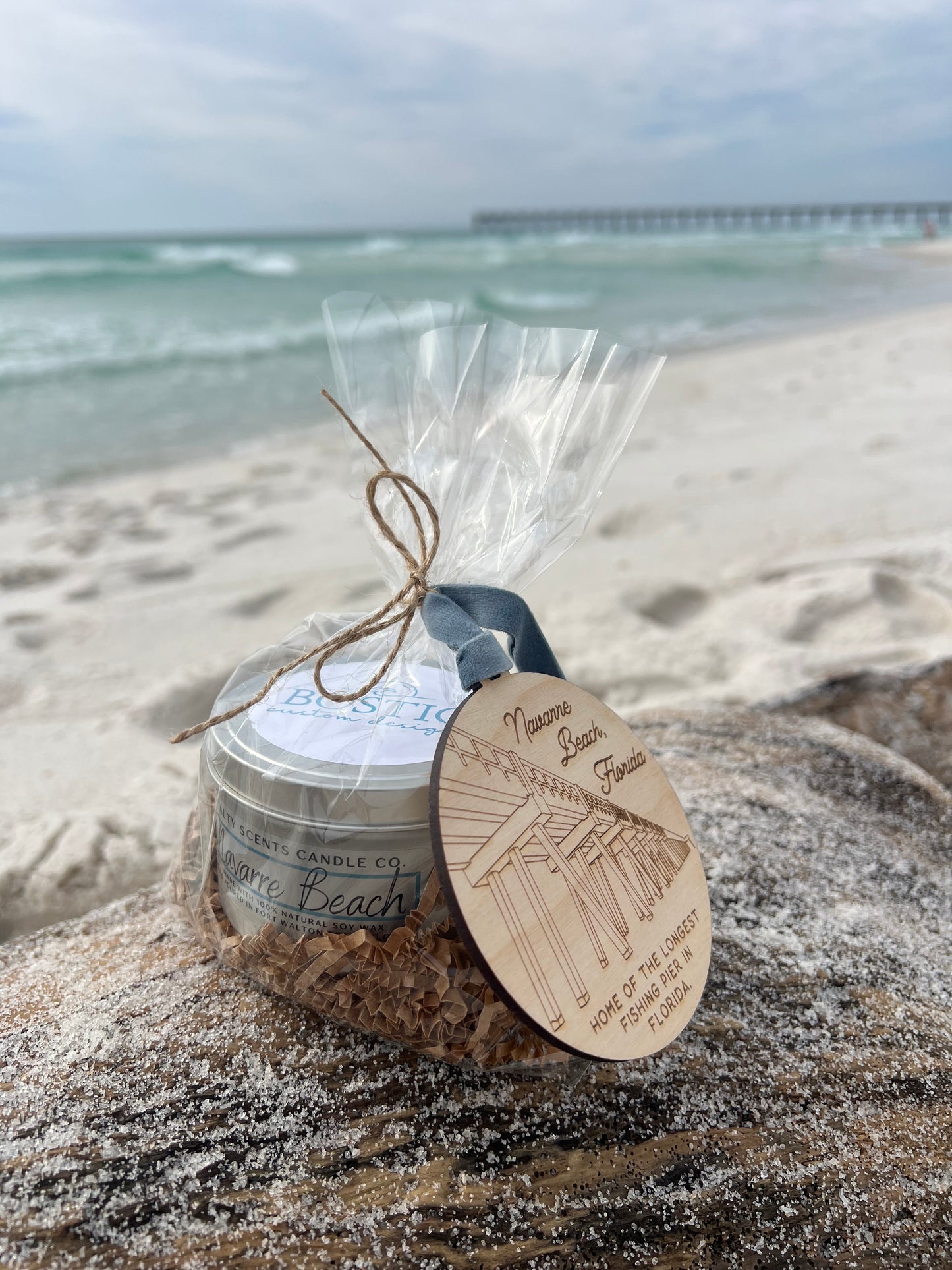 Navarre Beach Ornament and Candle Gift set
