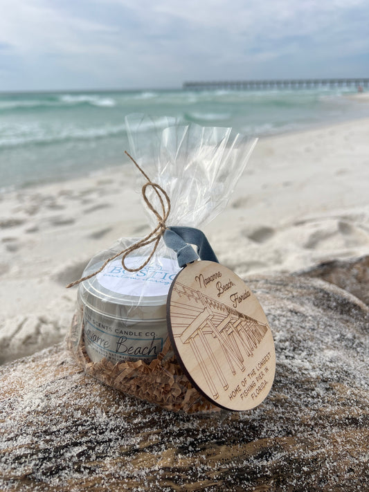 Navarre Beach Ornament and Candle Gift set